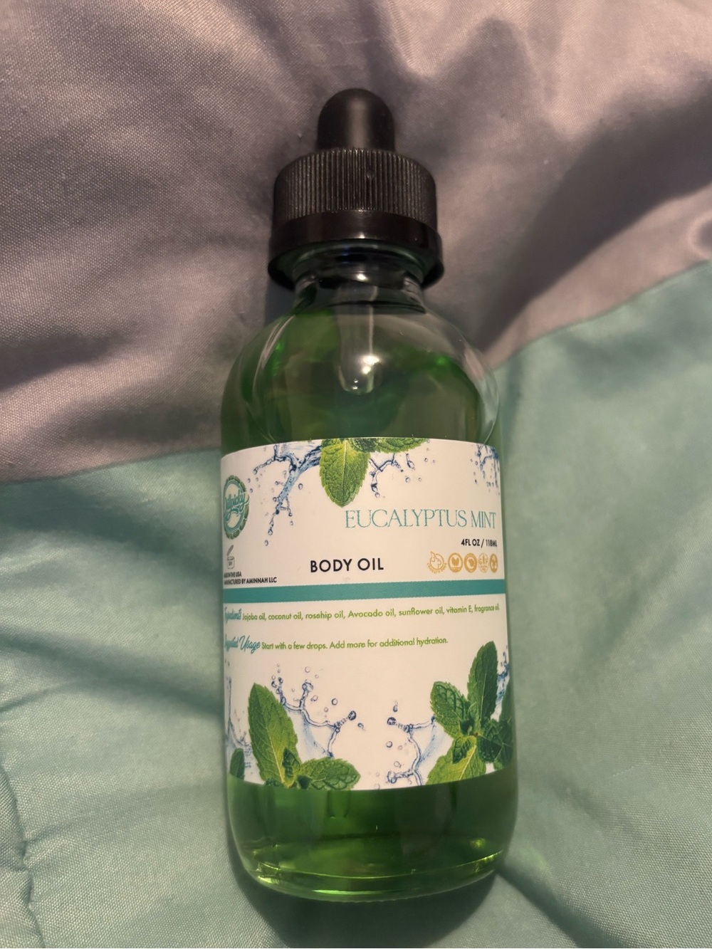Eucalyptus Mint Body Oil — Hydrating Green Body Oil- collab with Dillpickyy